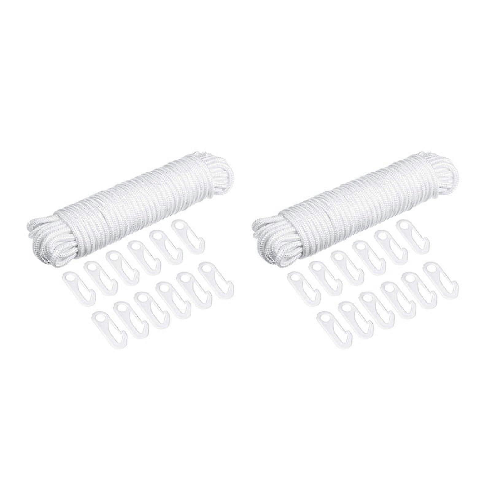 2X Flagpole Rope Clips String Flag Pole Hooks Kit 1/4 Inch 50 Ft Nylon Replacement Thick Wire Hang Flag Flagpoles Line