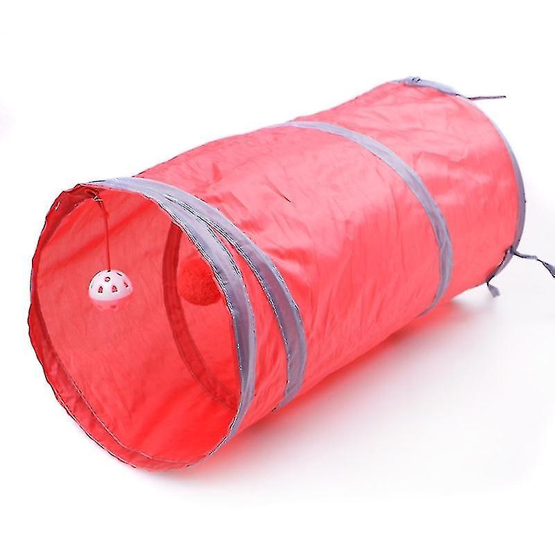 Bird Cage Bird Baths Pet Supplies Cat Ring Paper Two-way Tunnel Can Accommodate Folding Cat Channel Red