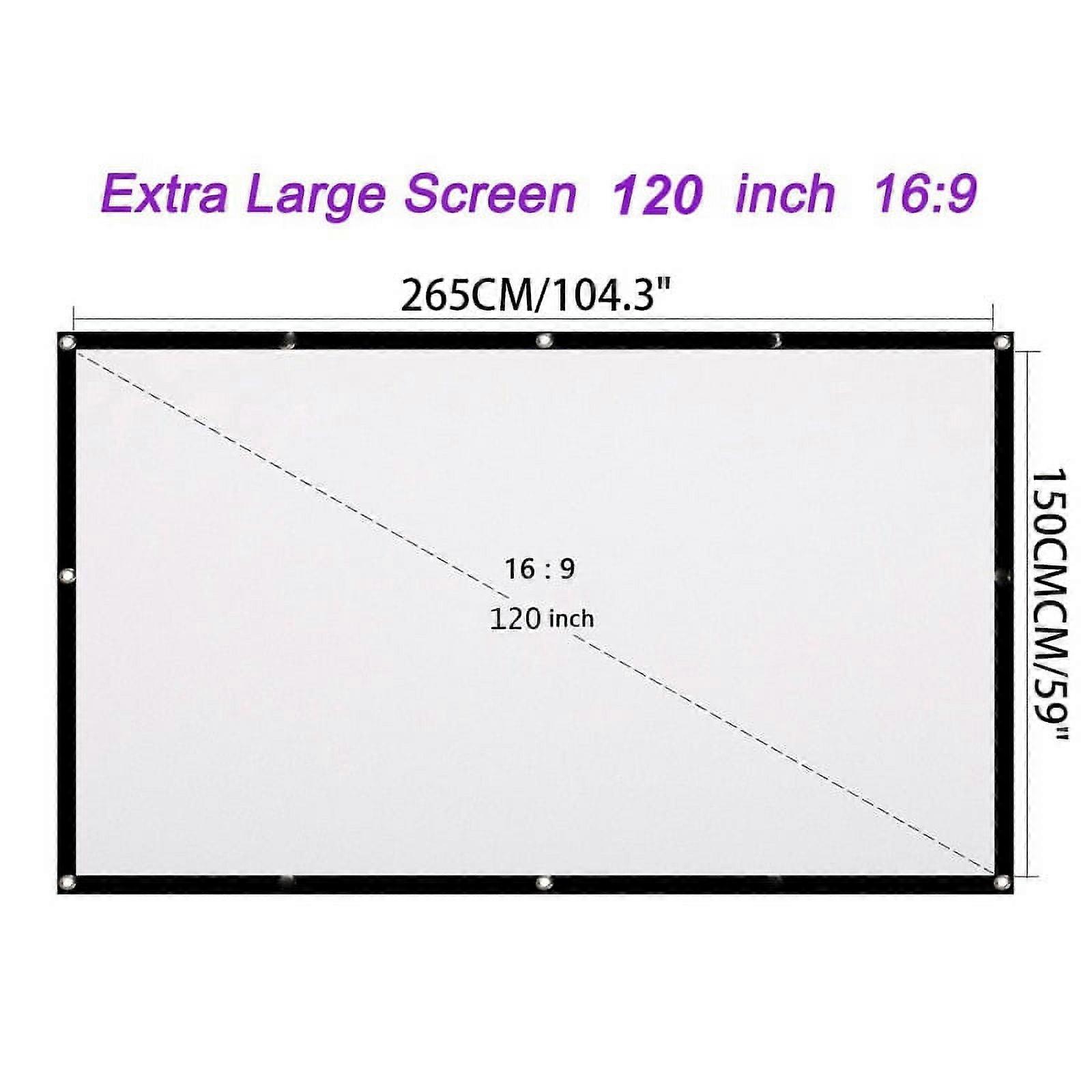 Pretty Comy 120 inch HD Foldable Projection Screen, White