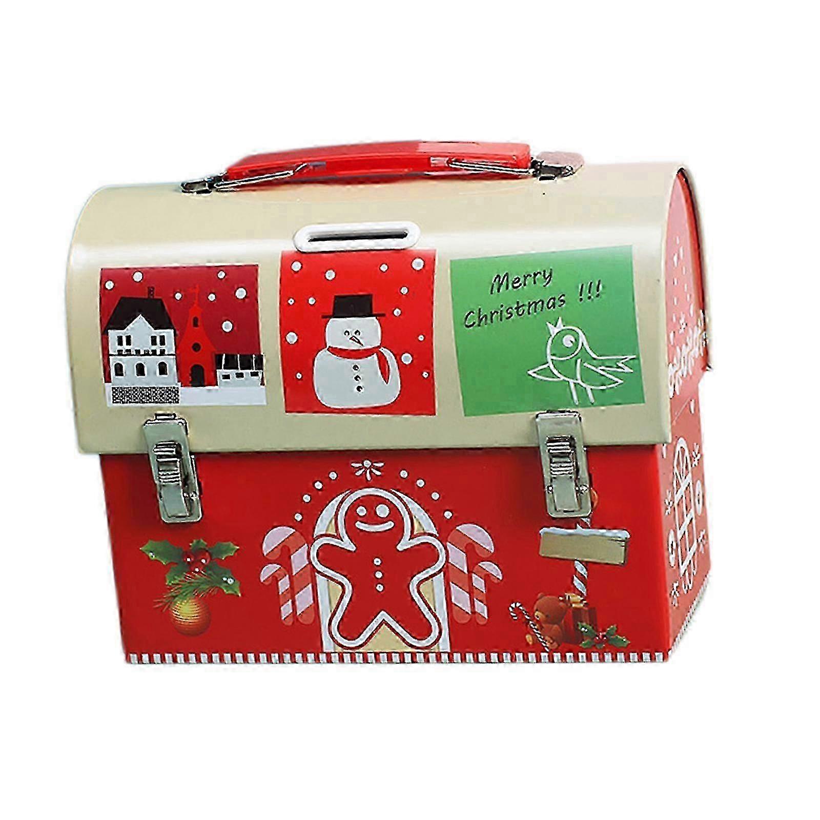 Christmas Tinplate Box Metal Cookie Case with Lids Case Empty Tins Jar Storage Containers 25-26s