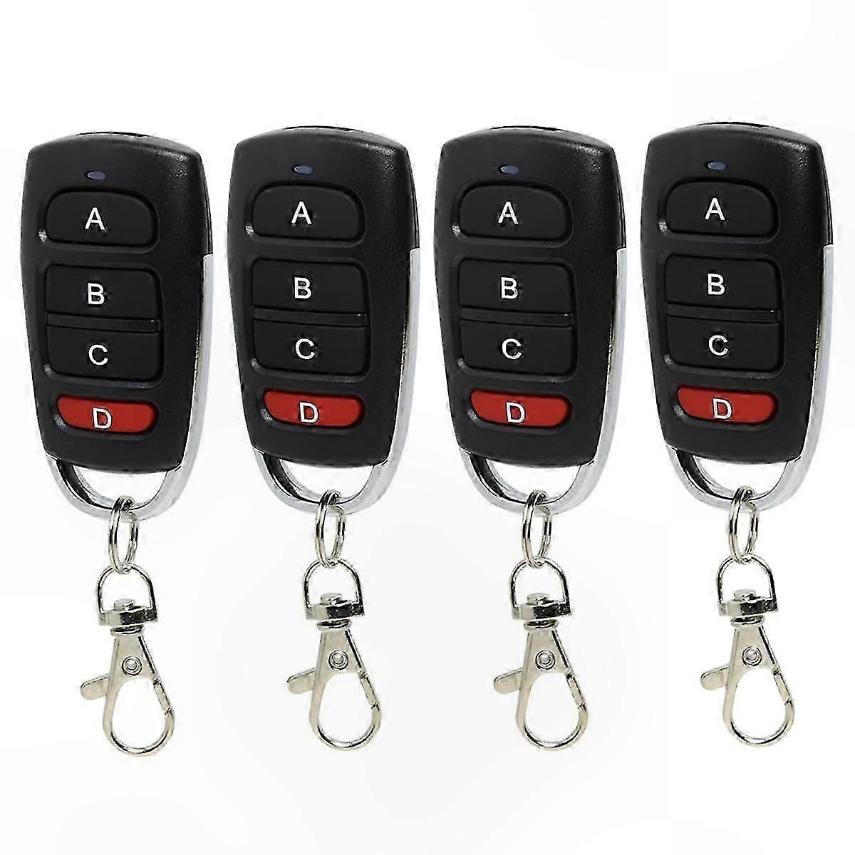 4-Pack Universal Remote Controls for Garage Doors/Gate Openers, 433 MHz Handheld Transmitter with Clone Functionality