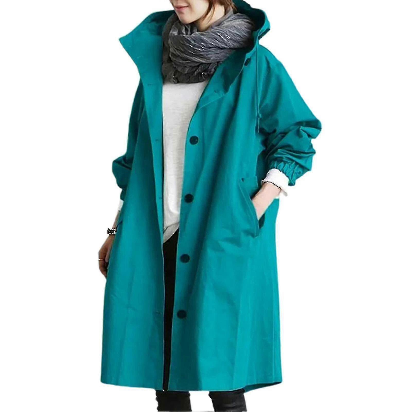 Windproof Outdoor Jacket for Women with Pockets and Button Hood