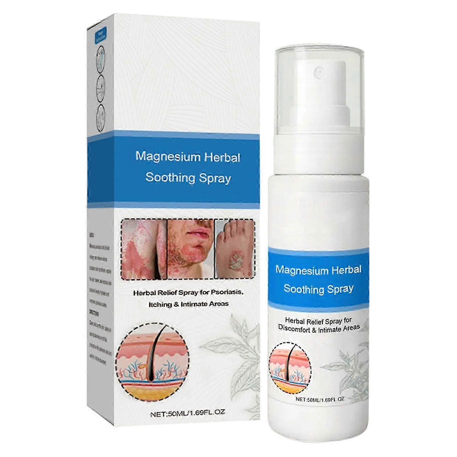 بخاخ الصدفية العشبية المغنيسيوم سوائل العناية بالجسم المحمولة المضادة للحكة لجميع أنواع البشرة