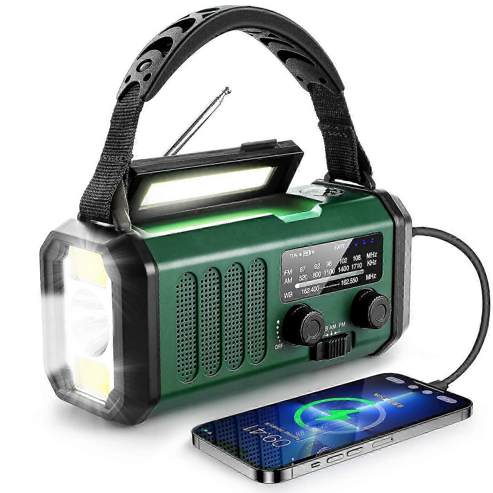 10000mah veivakselradio, nødradio, solcelleradio, noaa/am/FM værradio, USB Type-C-lading
