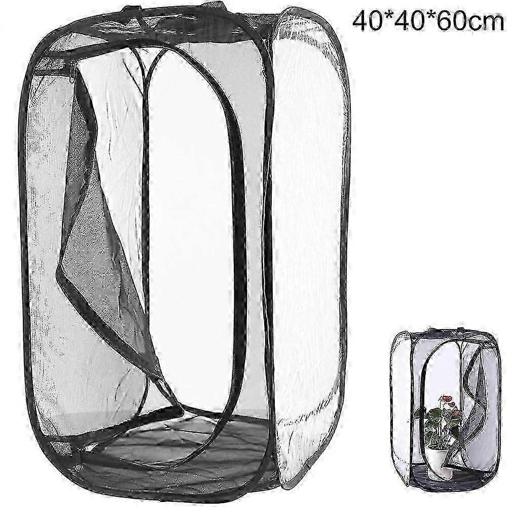 All Black Insect-proof Net Box Foldable Plant Insect Incubator-40x40x60cm