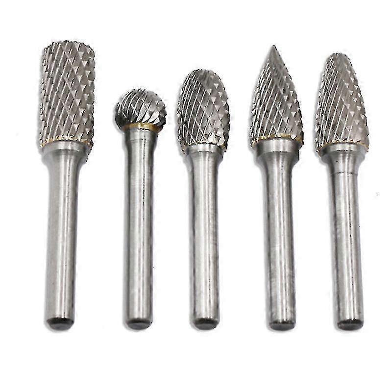 Carbide Burr Set 12mm Head With Double Cut File For Drill Bits, Polishing,engraving,drilling,5 Pack Edition 1110