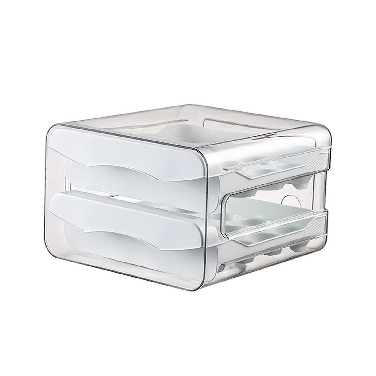 Permanent PET Refrigerator Oocyte Tray Double Builder Kitchen Storage Box for Efficient Space Management  White