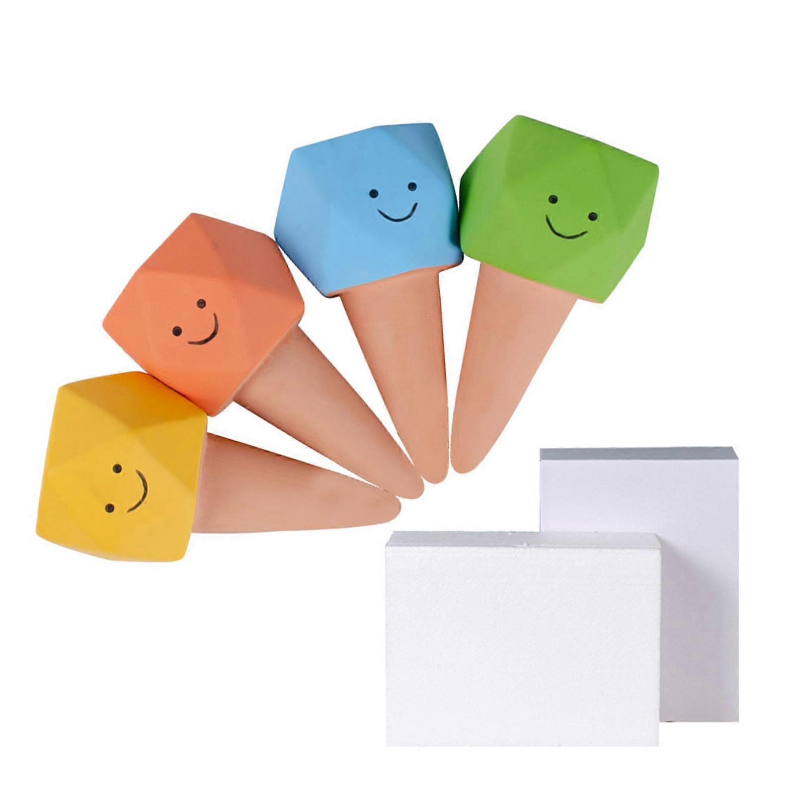 Playful Hexagonal Clay Water Emitters Decorative Clay Irrigation Cones for Potted Plant with Unique Expression Multicolor