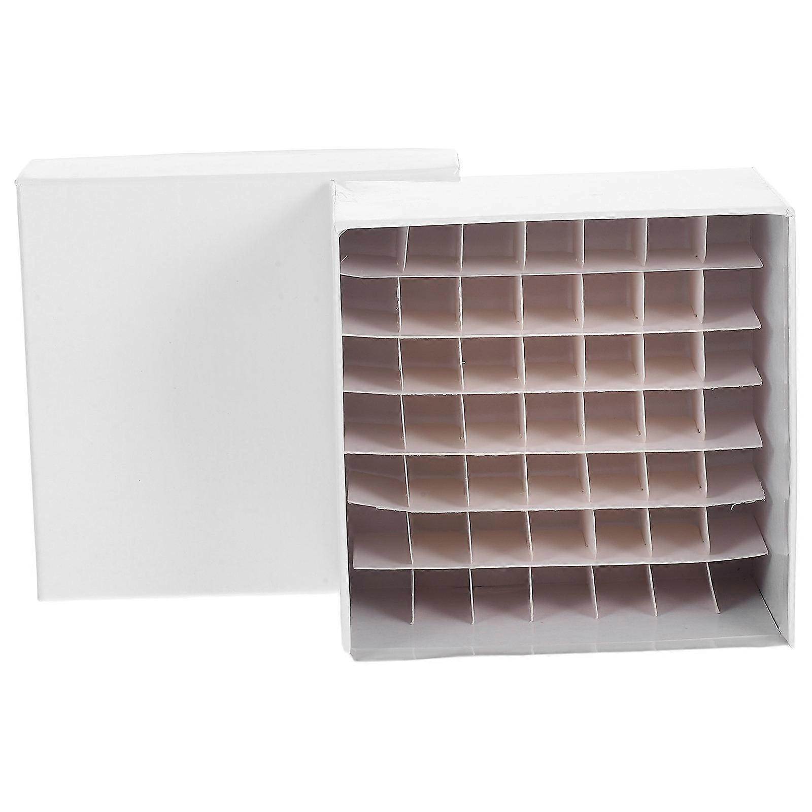 White Paper Centrifuge Tube Holder for Lab Use with Lid 49-Grid Storage