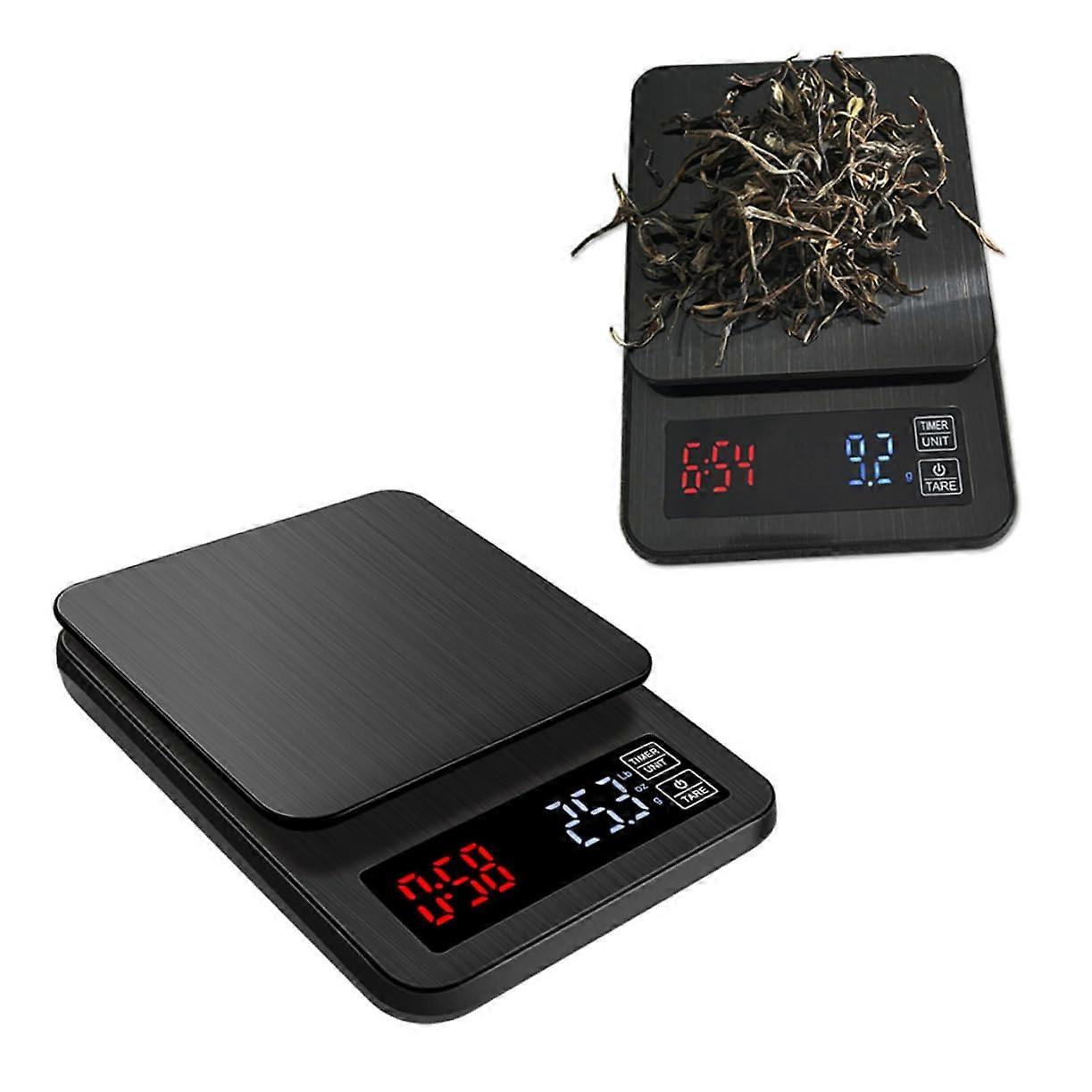 Digital Coffee Scale with Timer USB Rechargeable Kitchen Food Weight for Baking Cooking