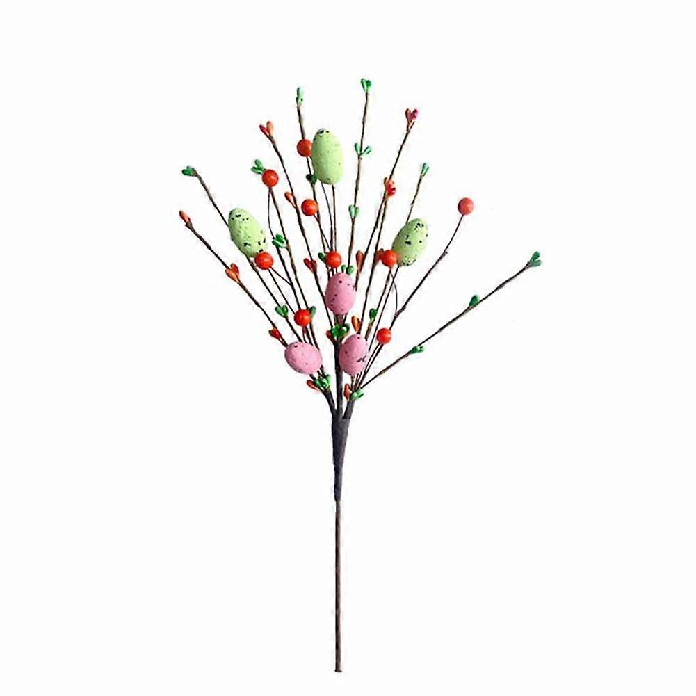 Artificial Easter Spray Vine with Pastel Easter Eggs and Berries- Decorative Spring Floral Stems-Easter Egg Branches C