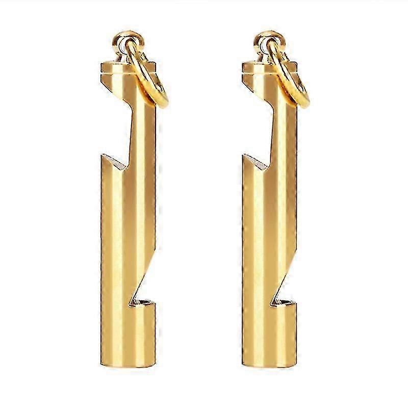 Dual Function Copper Whistle 2pcs Survival Gear Golden Keychain