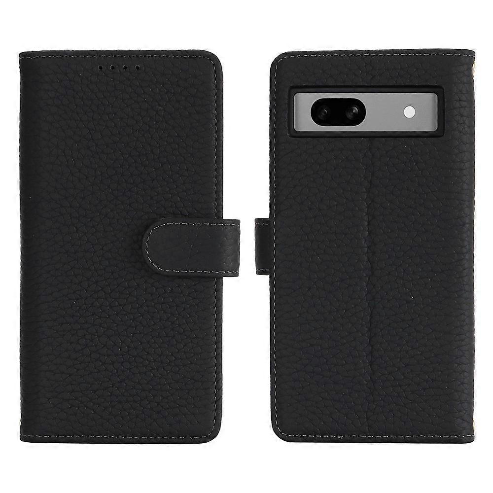 כיסוי טלפון ארנק עור פרה אמיתי עם טקסטורה ליצ'י תואם לגוגל פיקסל 8a