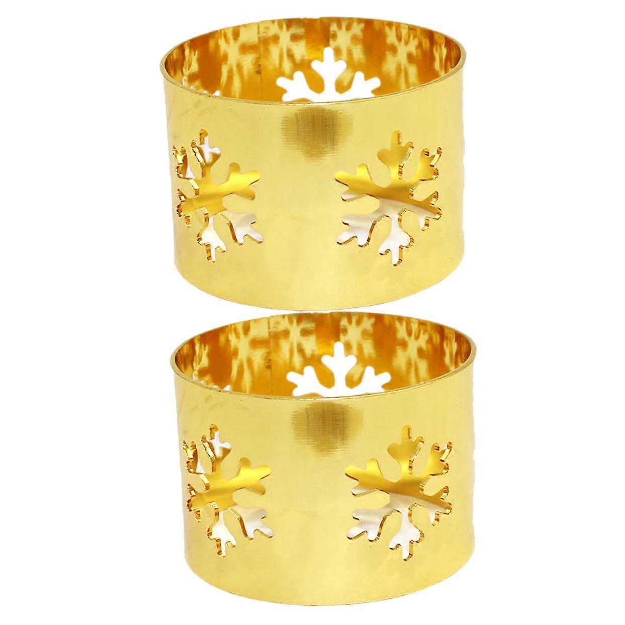 Christmas Napkin Rings Set of 2 Alloy Snowflake Design Table Decoration for Home Dining and Restaurant