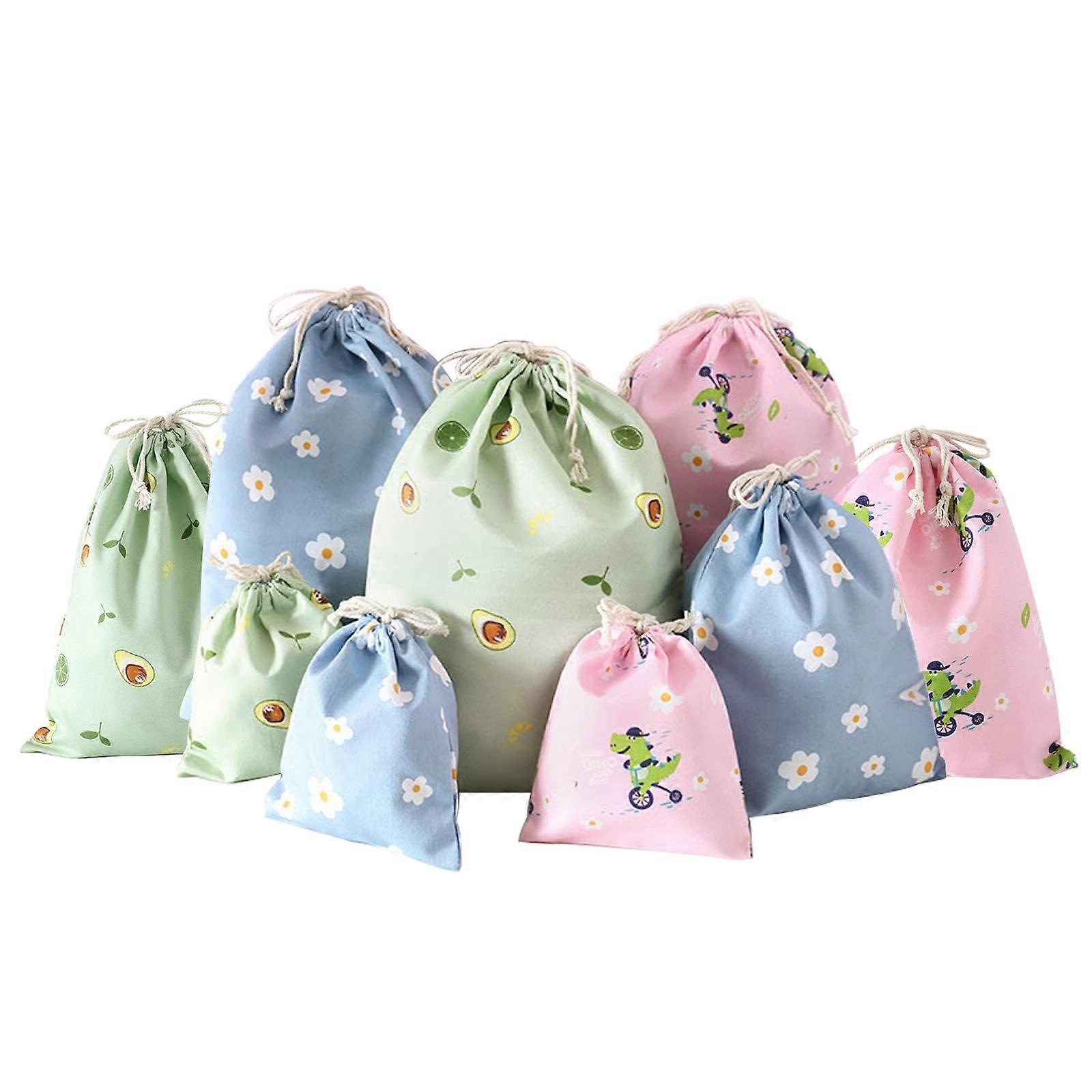 Drawstring Bags 9Pack Reusable Breathable Storage Pouches With Drawstring For Small Gifts, Candy, Travel Clothes, Socks