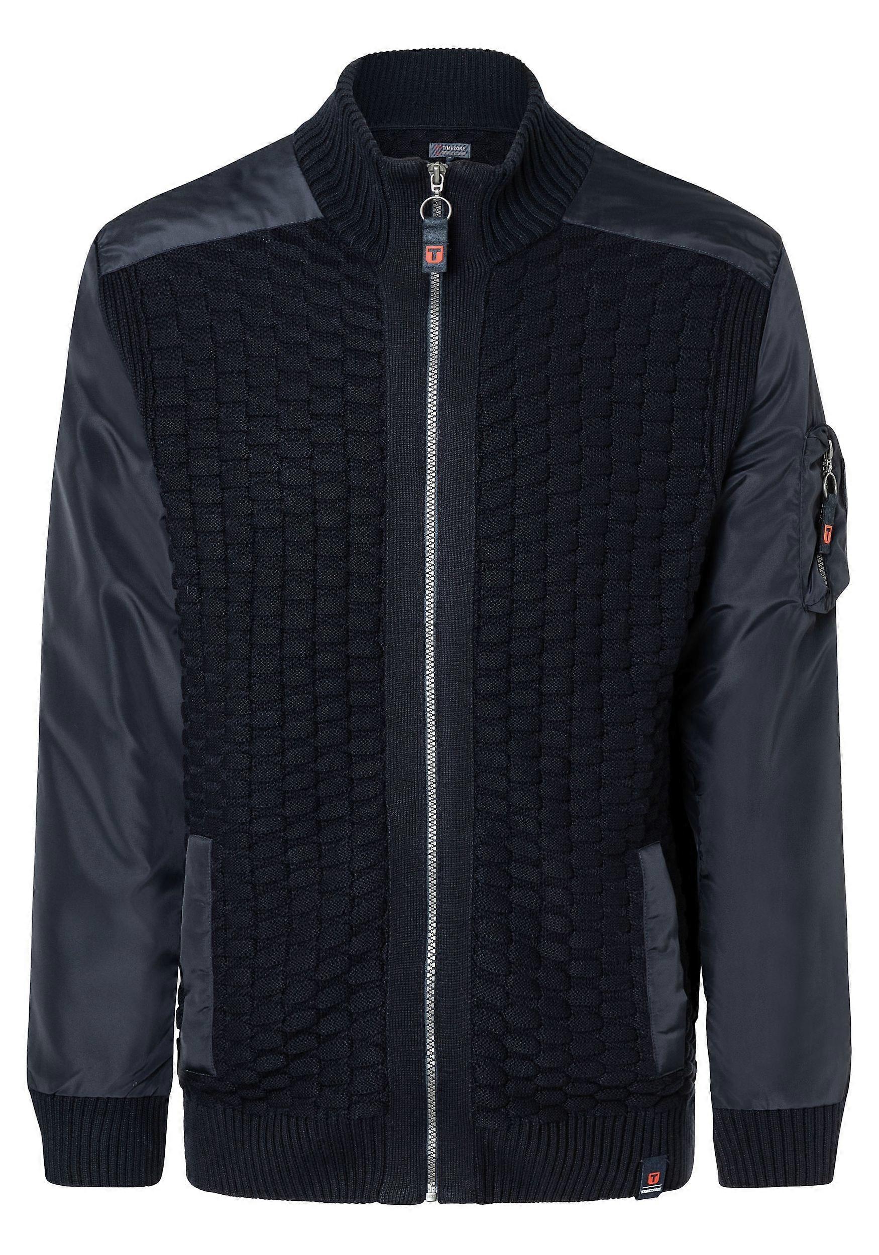 Jaqueta Bomber de Malha Timezone para Homens Design de Tabuleiro de Xadrez 3D com Gola Funil e Bolso com Zíper