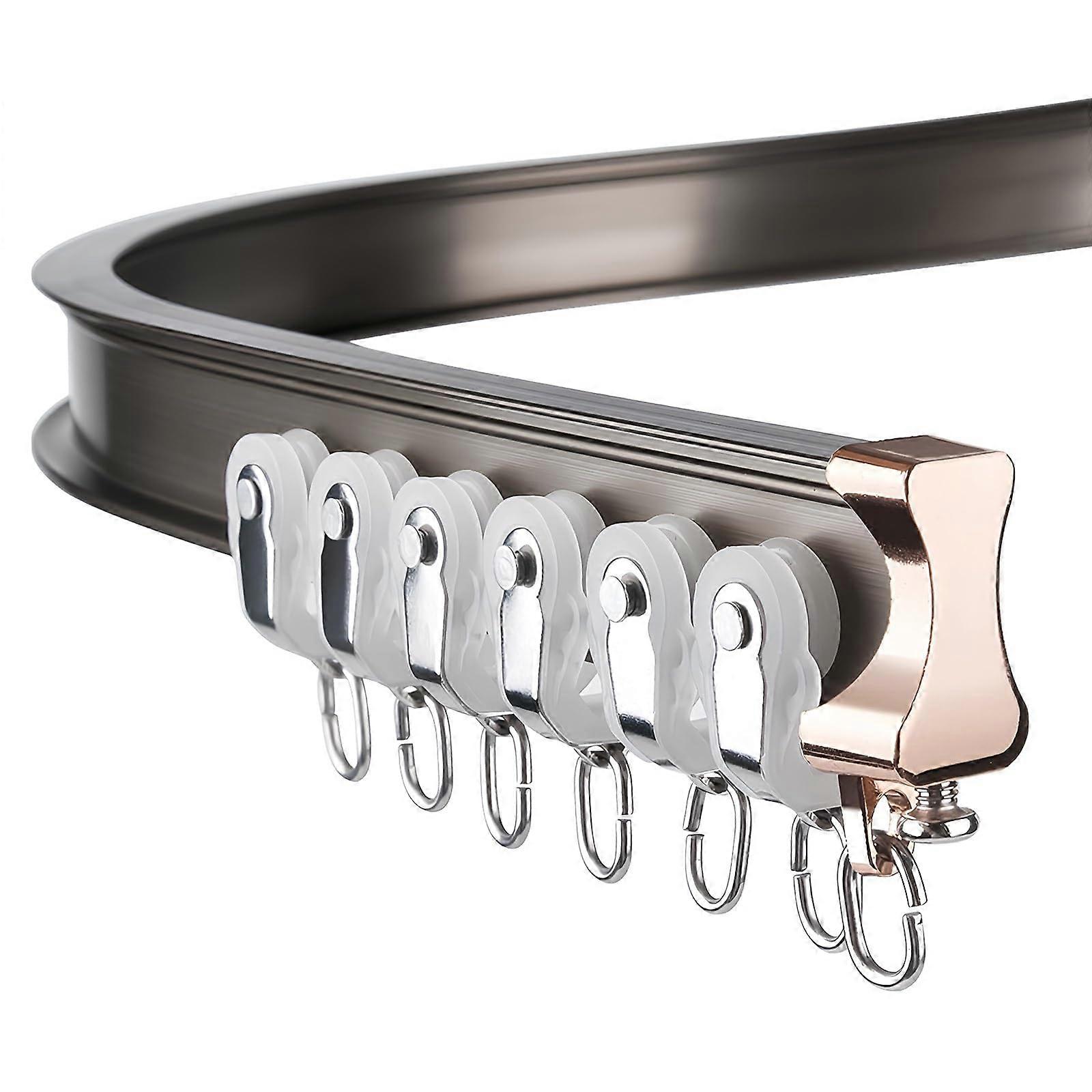 Bendable Ceiling Mount Curtain Rail with Pulley Wall Track System For Bay Windows, 280cm Champagne 2x140cm L/U/C