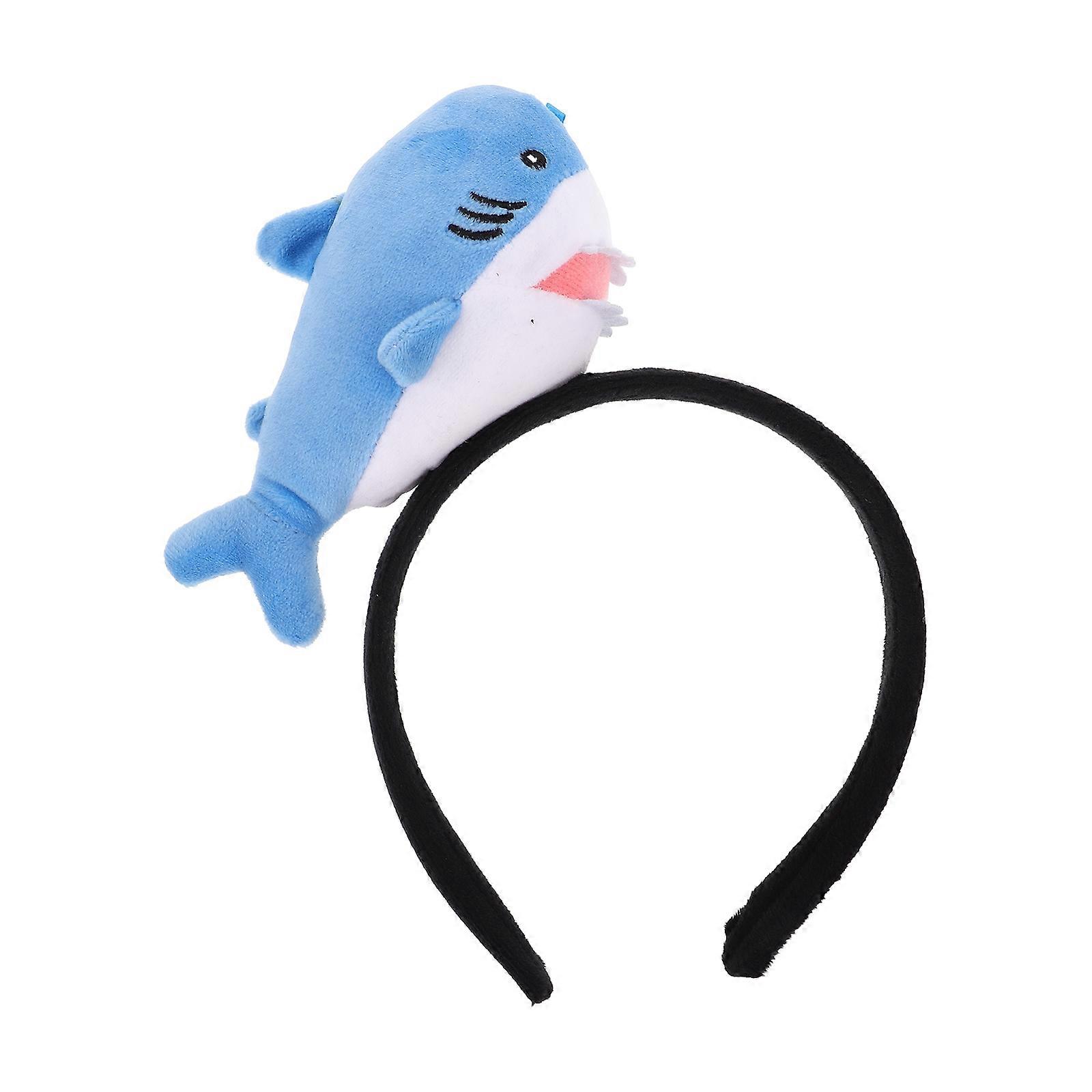 Sea Animal Headband Plush Shark Headband for Party Use Sky Blue