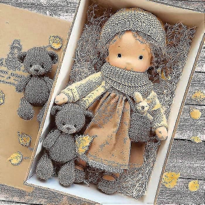 Handgjord Waldorfdocka, Handgjord stickad docka Handgjord plyschdocka, Jul Waldorfdocka, Julklapp Flickor