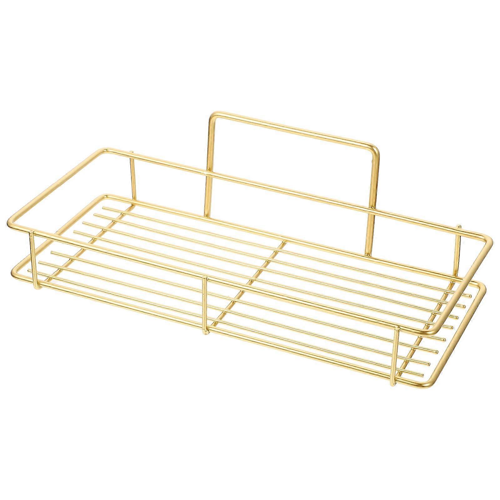 Wall Mounted Bathroom Shelf No Drill Suction Cup Rack for Shampoo Toothpaste Razor Kitchen Spice Makeup Holder Gold