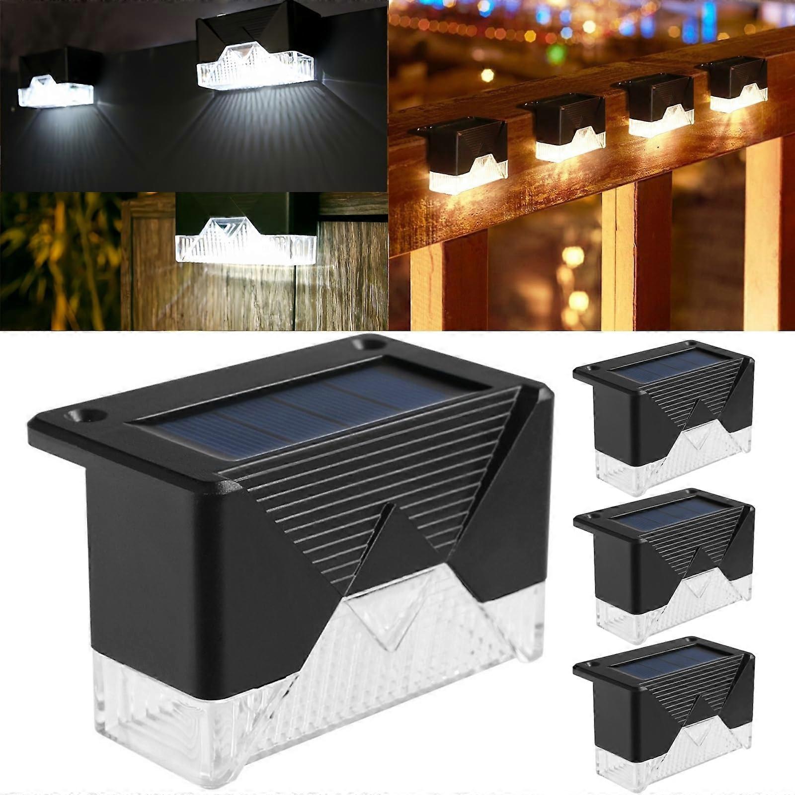 4 Pack Solar Deck Lights Outdoor Step Lights with Automatic Sensor IP65 Waterproof for Patio Yard