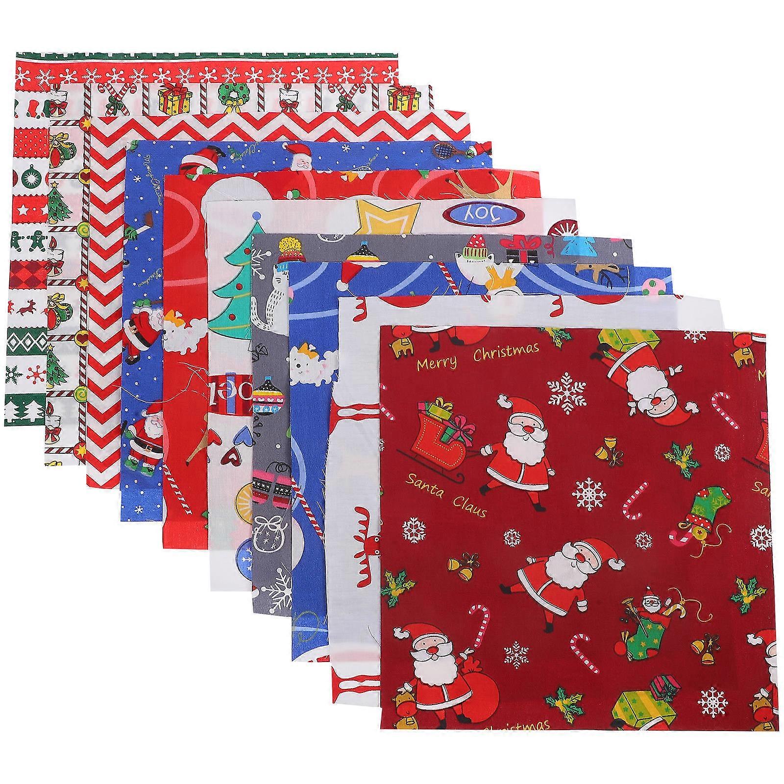 10pcs Cotton Christmas DIY Patchwork Fabric For Sewing Projects Multi Color Suitable For Craft Making