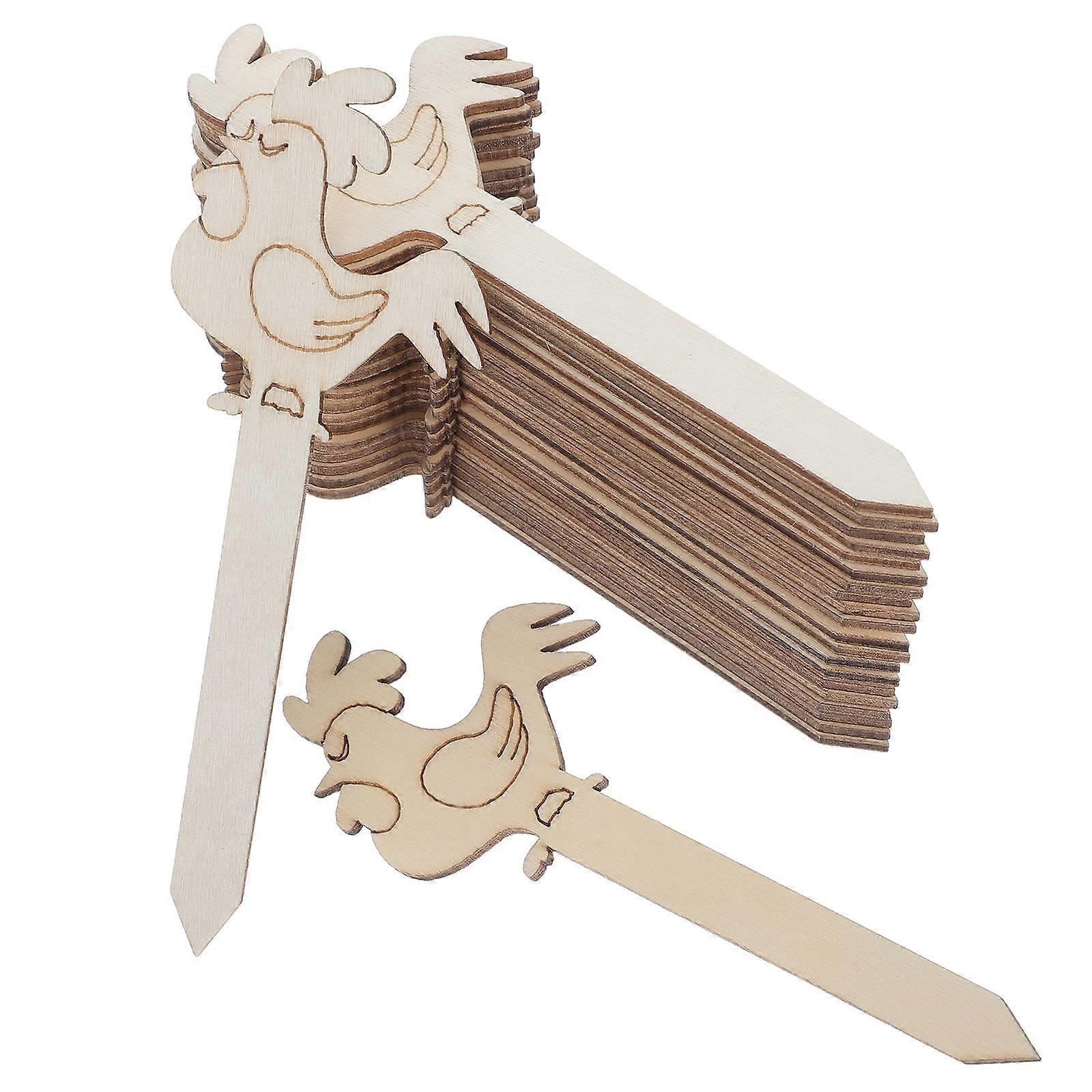 20Pcs Wooden Easter Rooster Bookmarks for Decoration DIY Craft Inserts