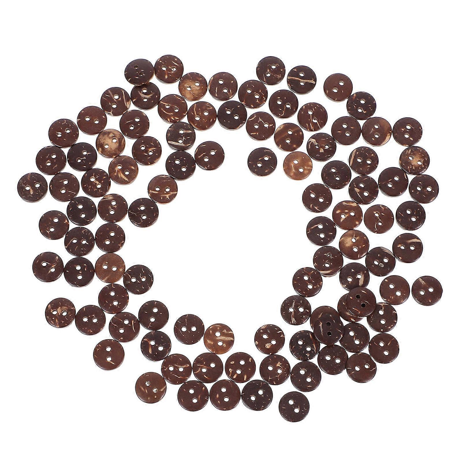 Handmade Coconut Wood Button Round Sewing Buttons for DIY 100Pcs