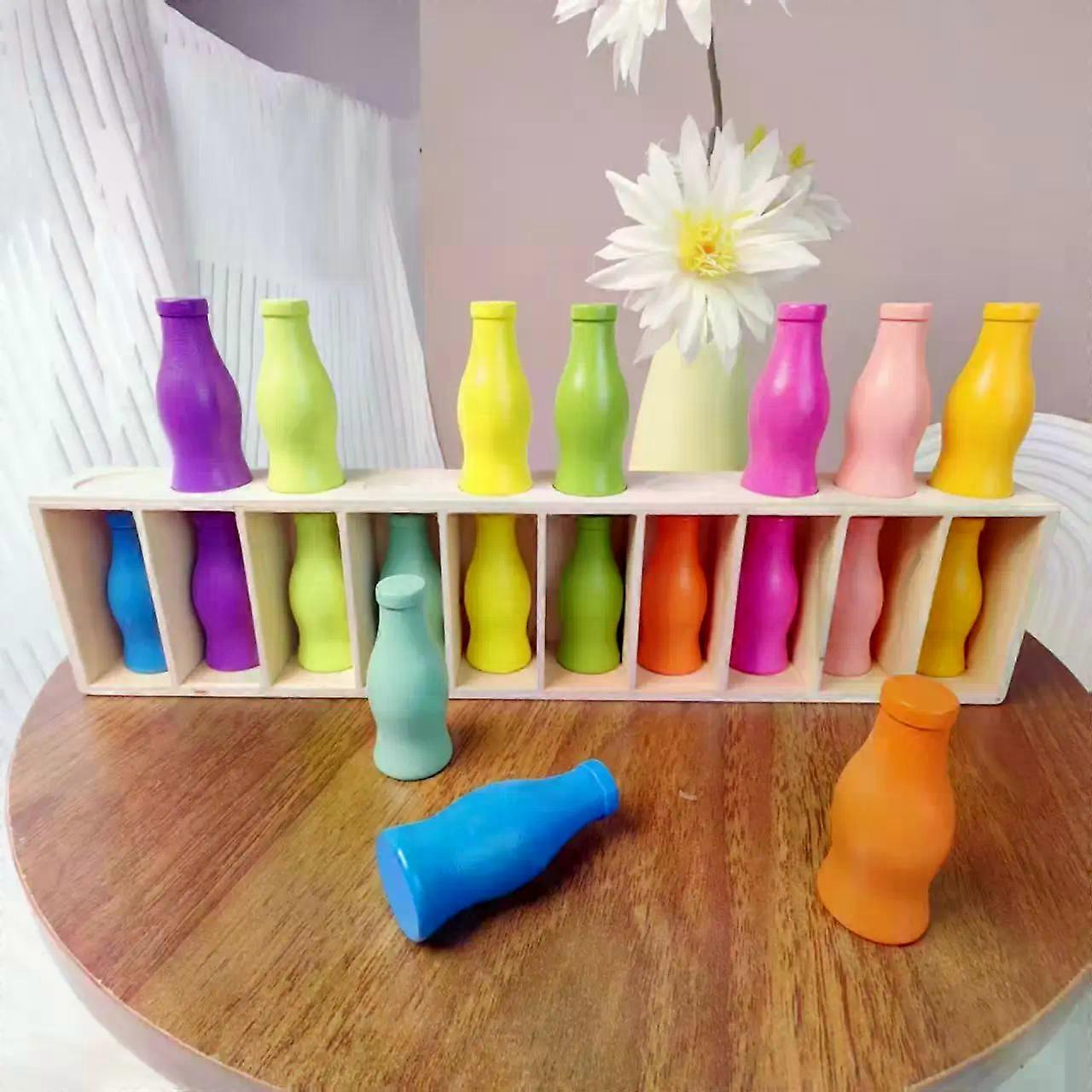 25Children's Fun Bottle Guessing Game Beverage Match Puzzle Board Game Interactive Solid Wood Toy
