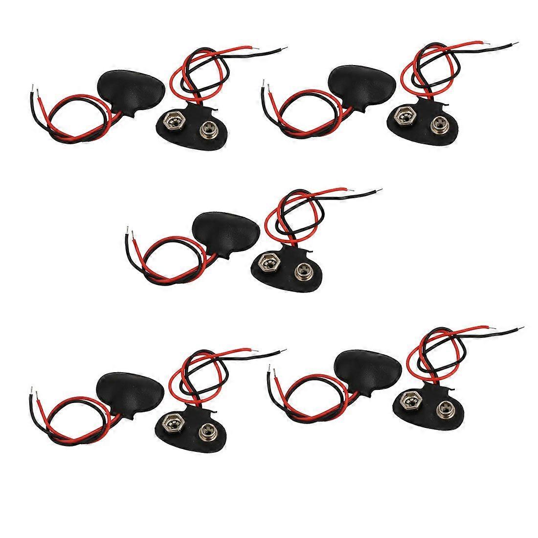10 Pcs Faux Leather T Type 9V Battery Connector with Leads for Secure DIY Projects