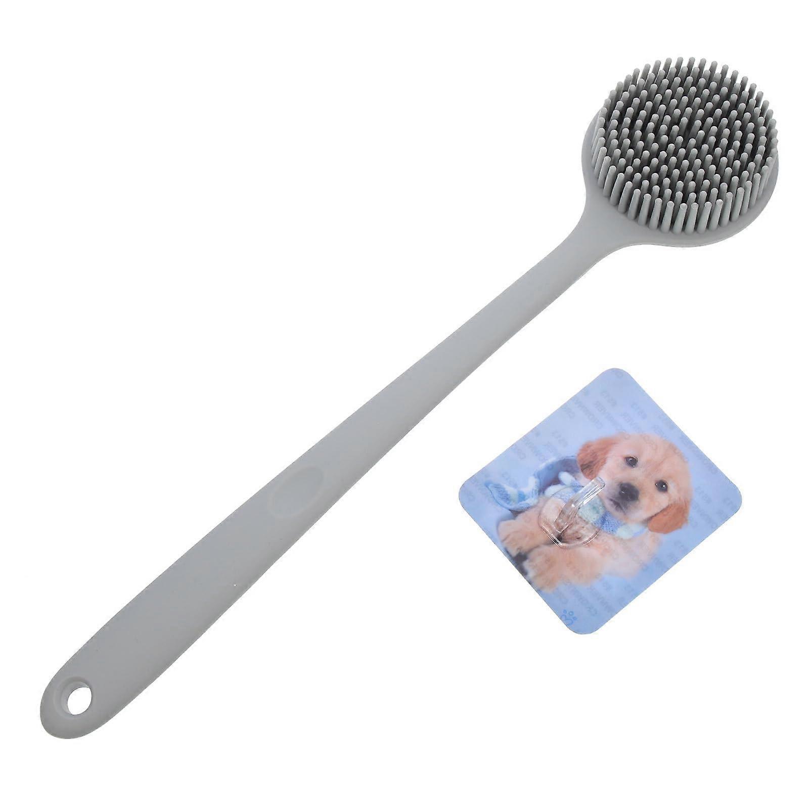 Silicone Back Scrubber with Long Handle DualSided Massage Ergonomic Bath Brush for Gentle Cleansing