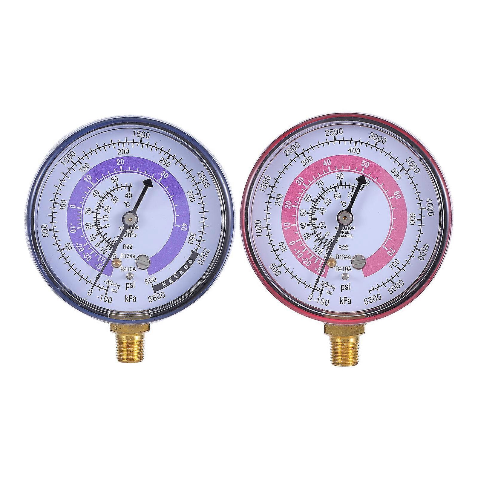 Dual Pressure Gauge Set for Service 2Pcs