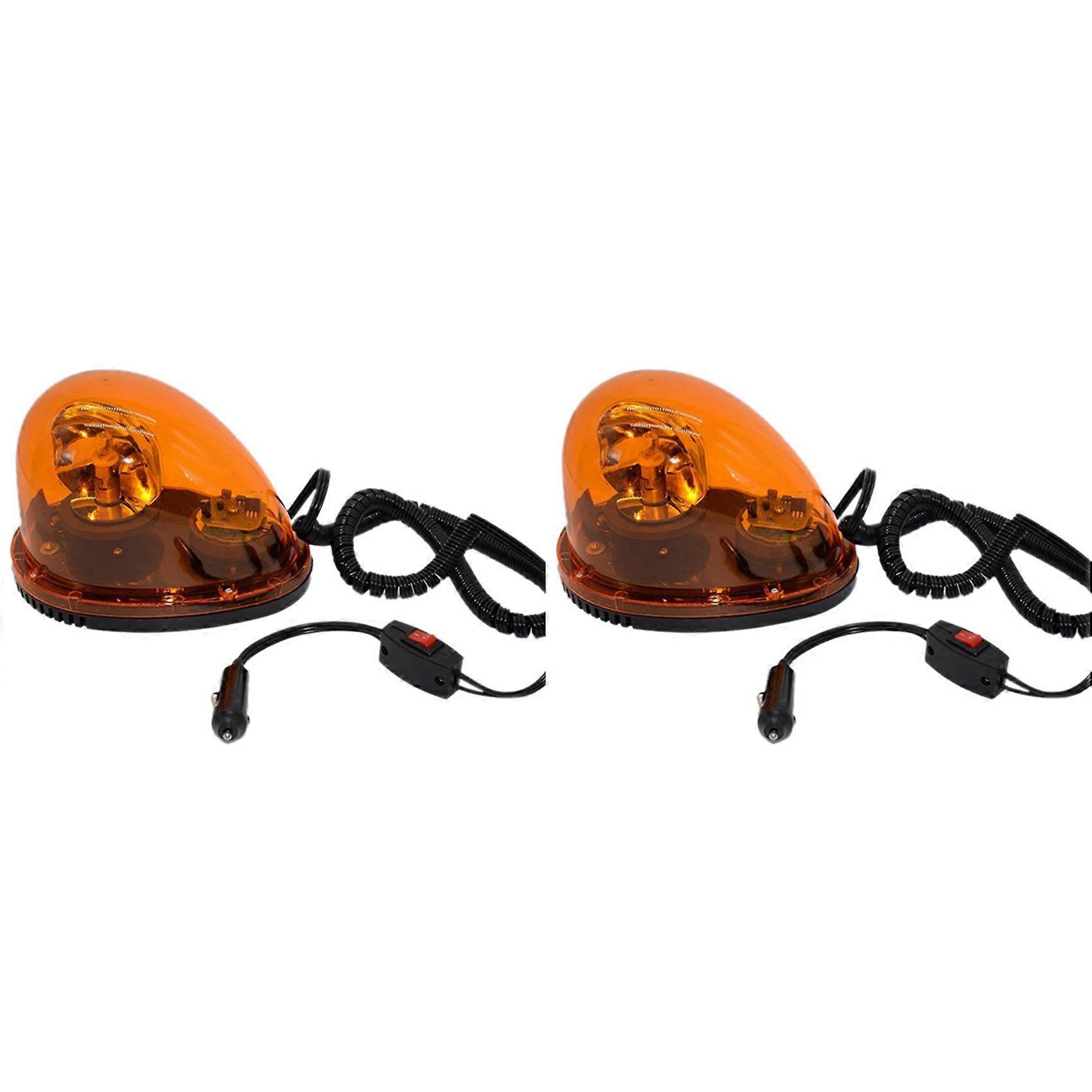 2X Yellow 12V Snail-Type Rotating Car Alarm Lights Warning Light Ceiling Light Strobe Light Universal for Automobiles