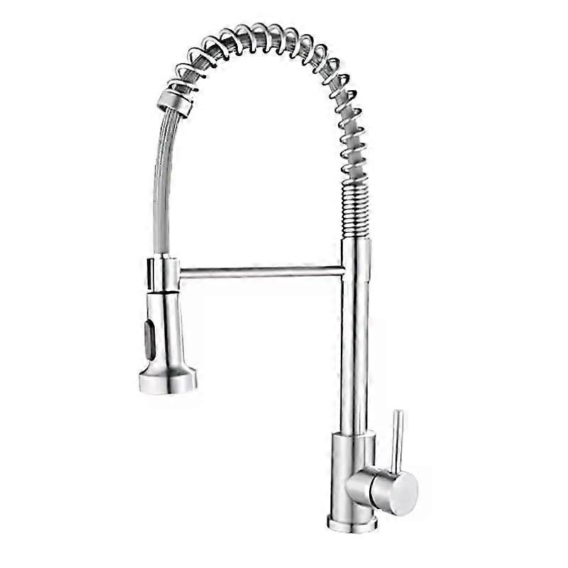 Brushed Nickel Pull Down Kitchen Faucet with Dual Mode Spray, Flexible Spring Spout, Single Handle Control