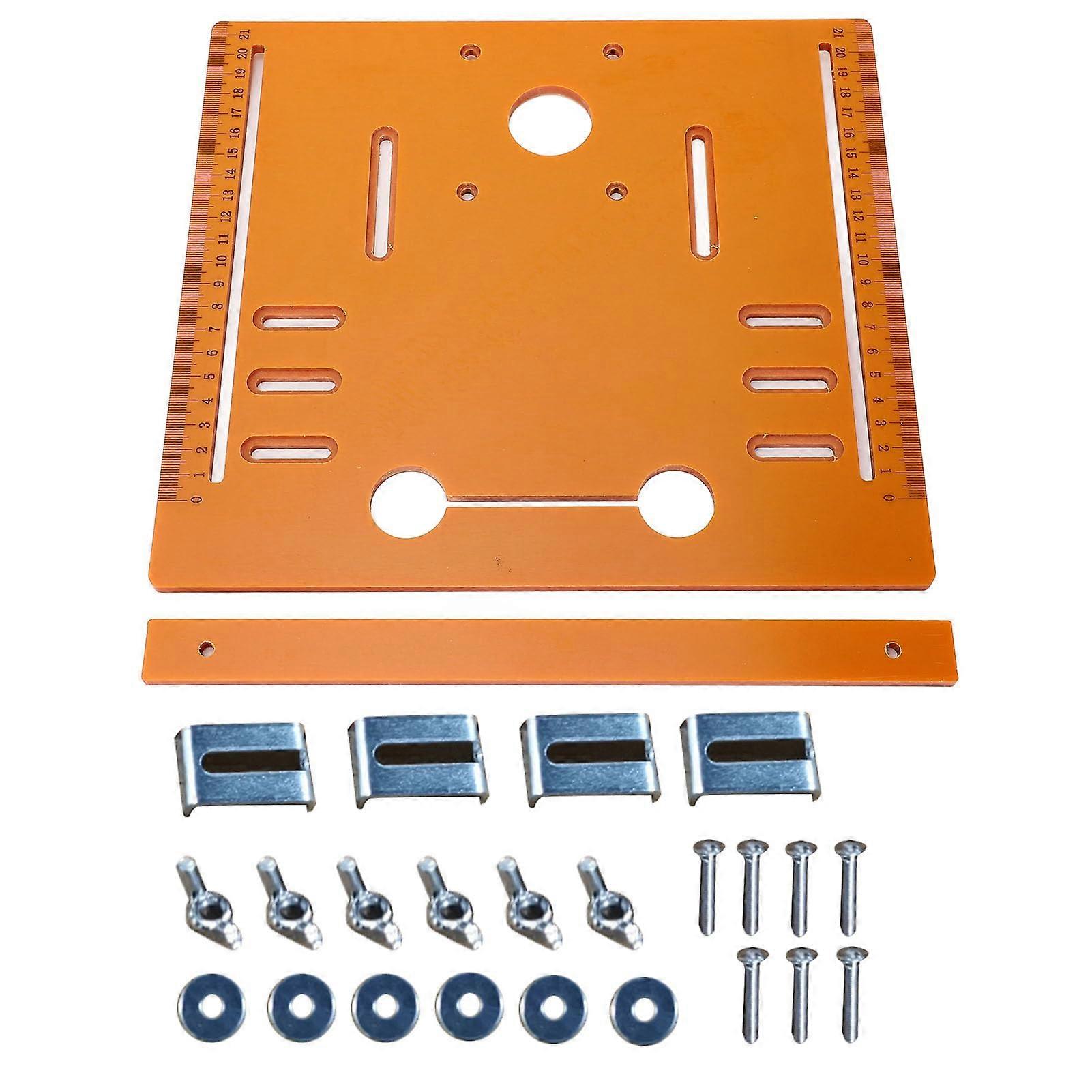 Circular Saw Base Plate with Guide Rail and Router Table Insert for Precise Cutting Support