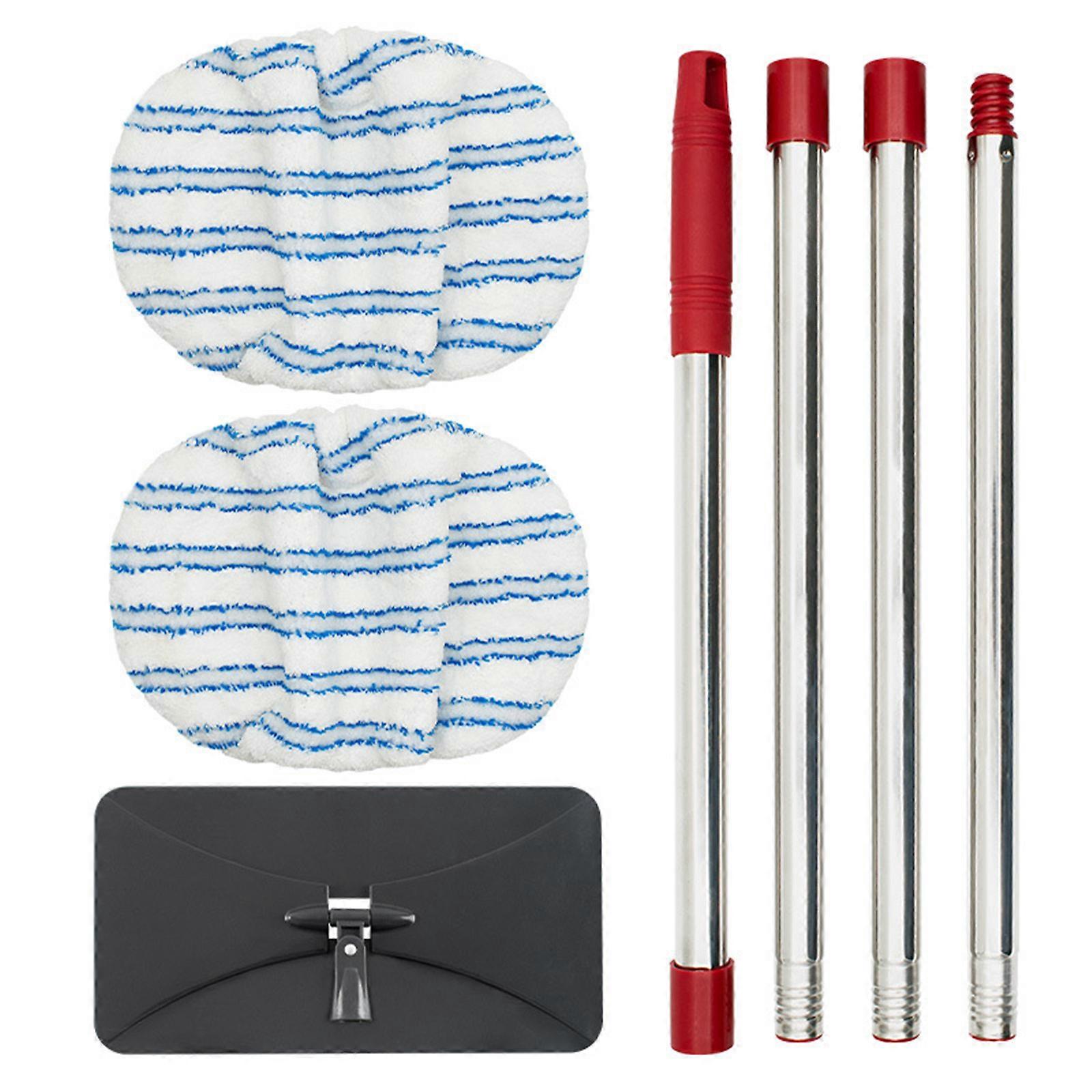 Microfiber Flat Mop Pad Set with Adjustable Coarse Thread Four-Section Pole for O-Cedar