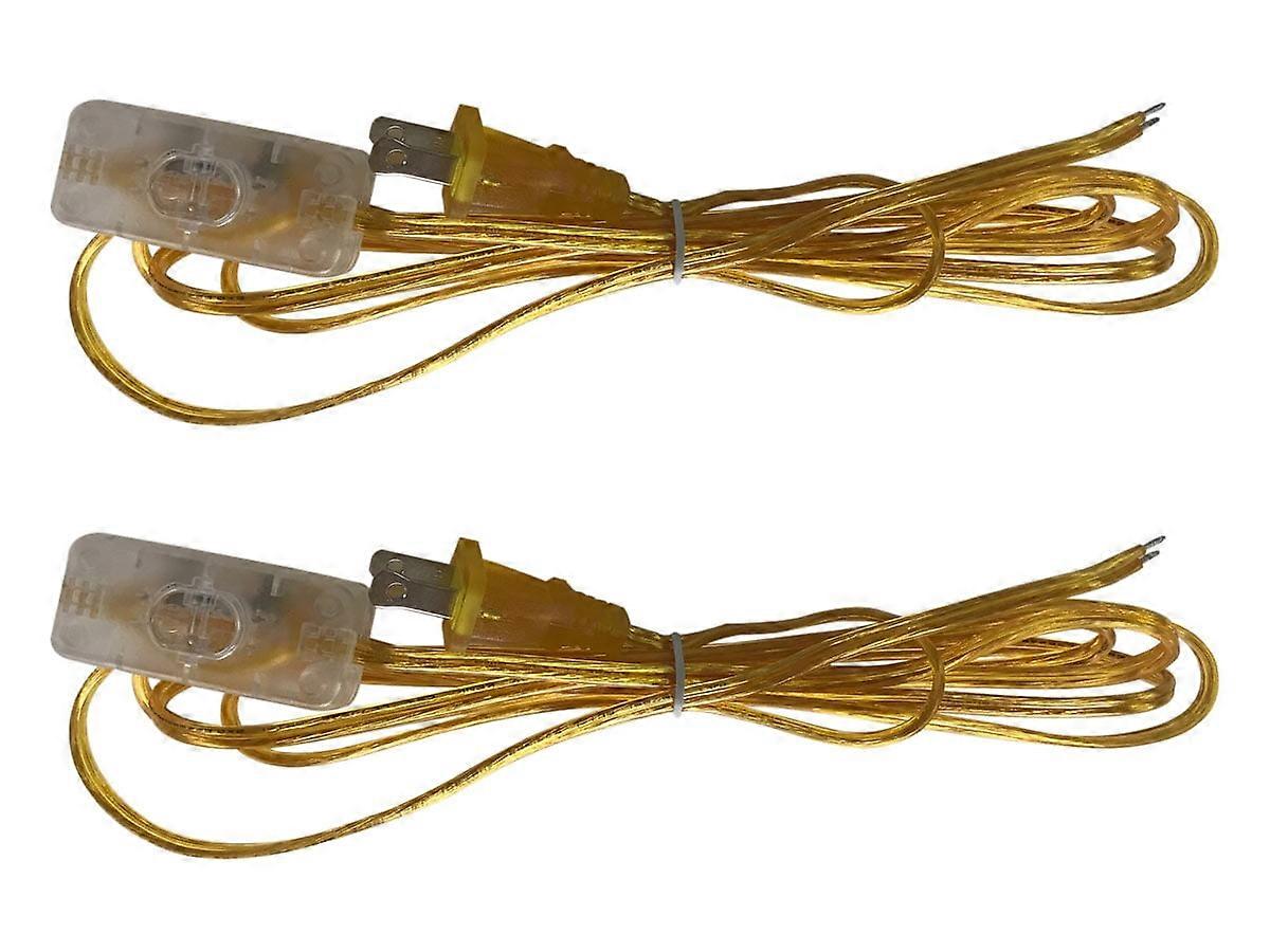 Royal Designs, Inc. Lamp Cord Molded Plug with On/Off Switch, Stripped Ends Ready for Wiring, 8 ft long, Gold, SPT-1 UL Listed, Set of 2