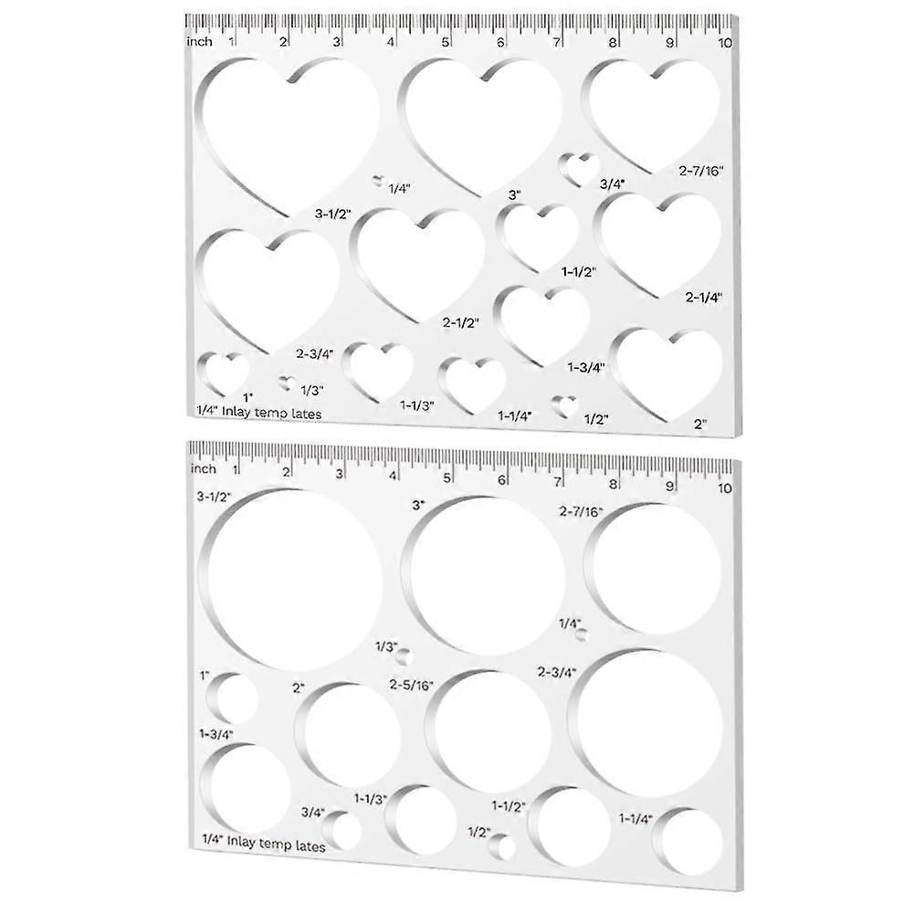 2 Pcs Acrylic Router Templates for Woodworking, Heart Shape Inlay Set with Multiple Size Options