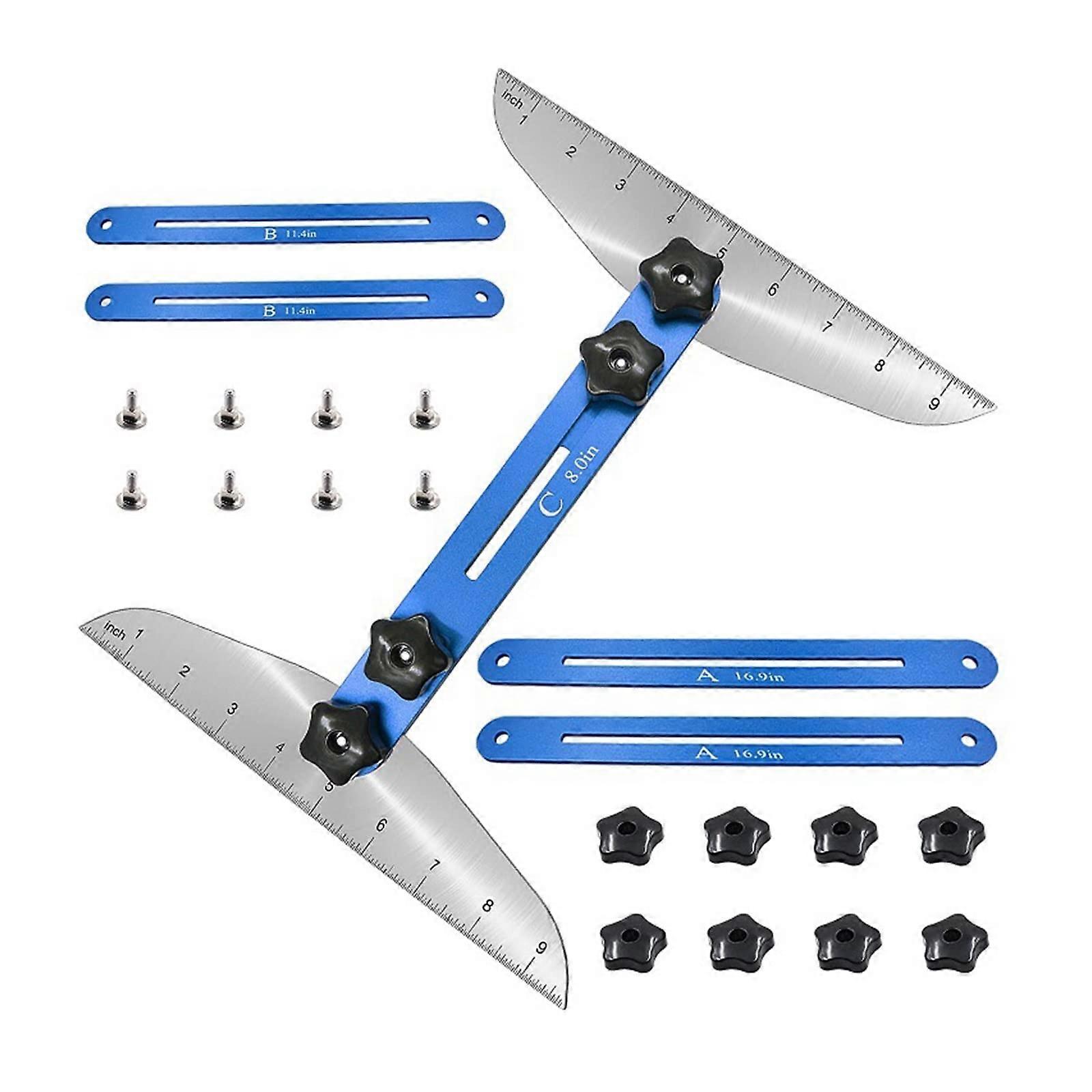 Stair Tread Template Tool with Adjustable Measuring Jig for Accurate Angle and Quick Length Adjustment