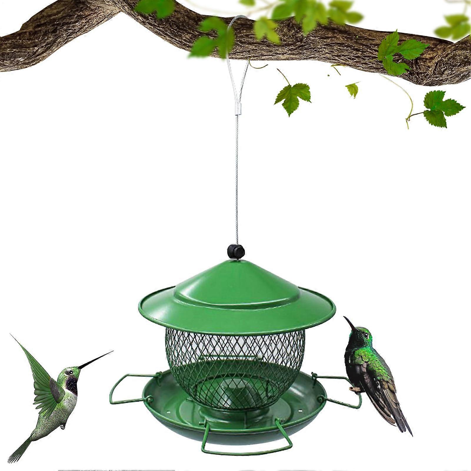Squirrel Proof Bird Feeder, Large Capacity Rustproof Hanging Feeder with FourWay Perches for Garden
