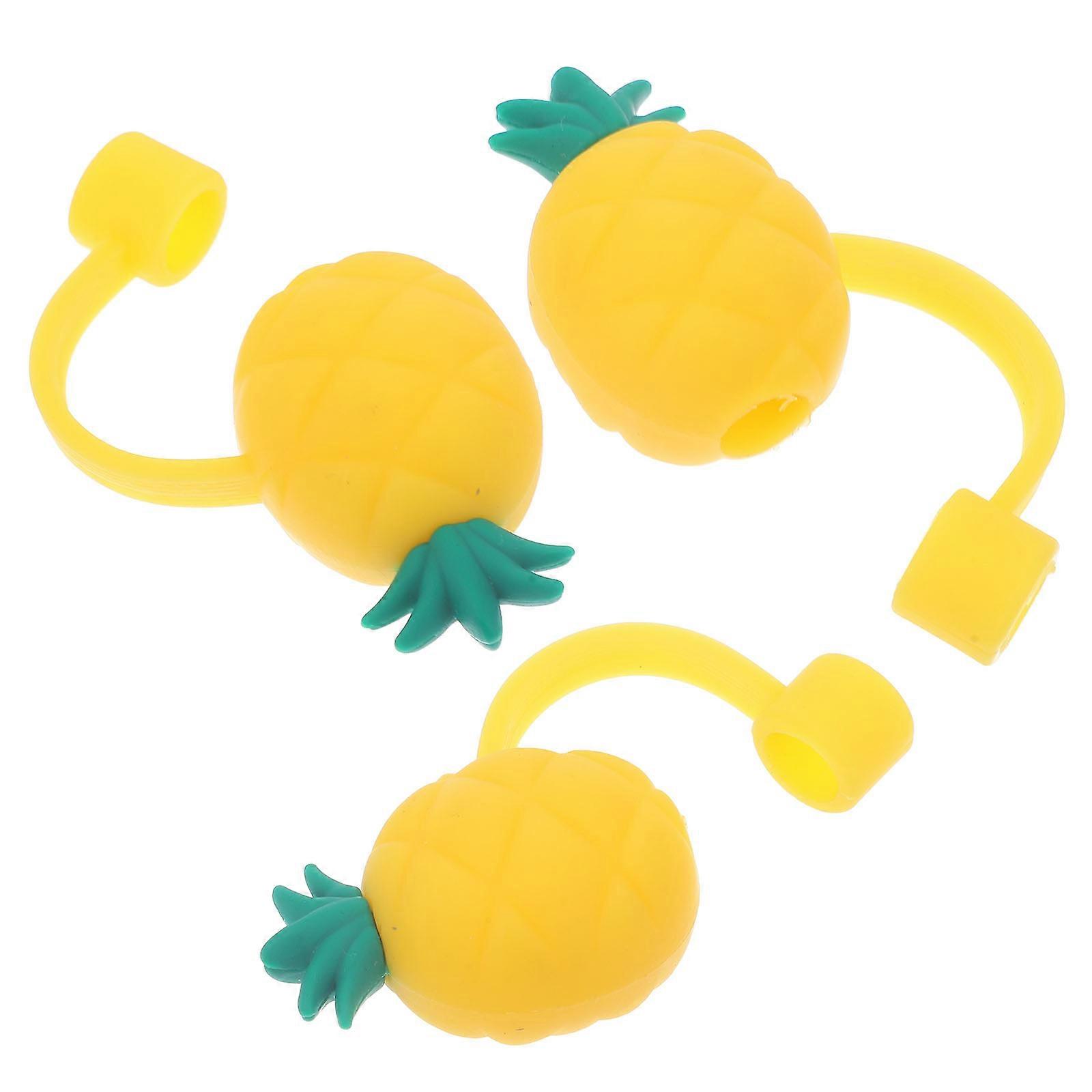 Yellow Silicone Straw Cover Straw Tip Plugs for Drinking 3Pcs Set