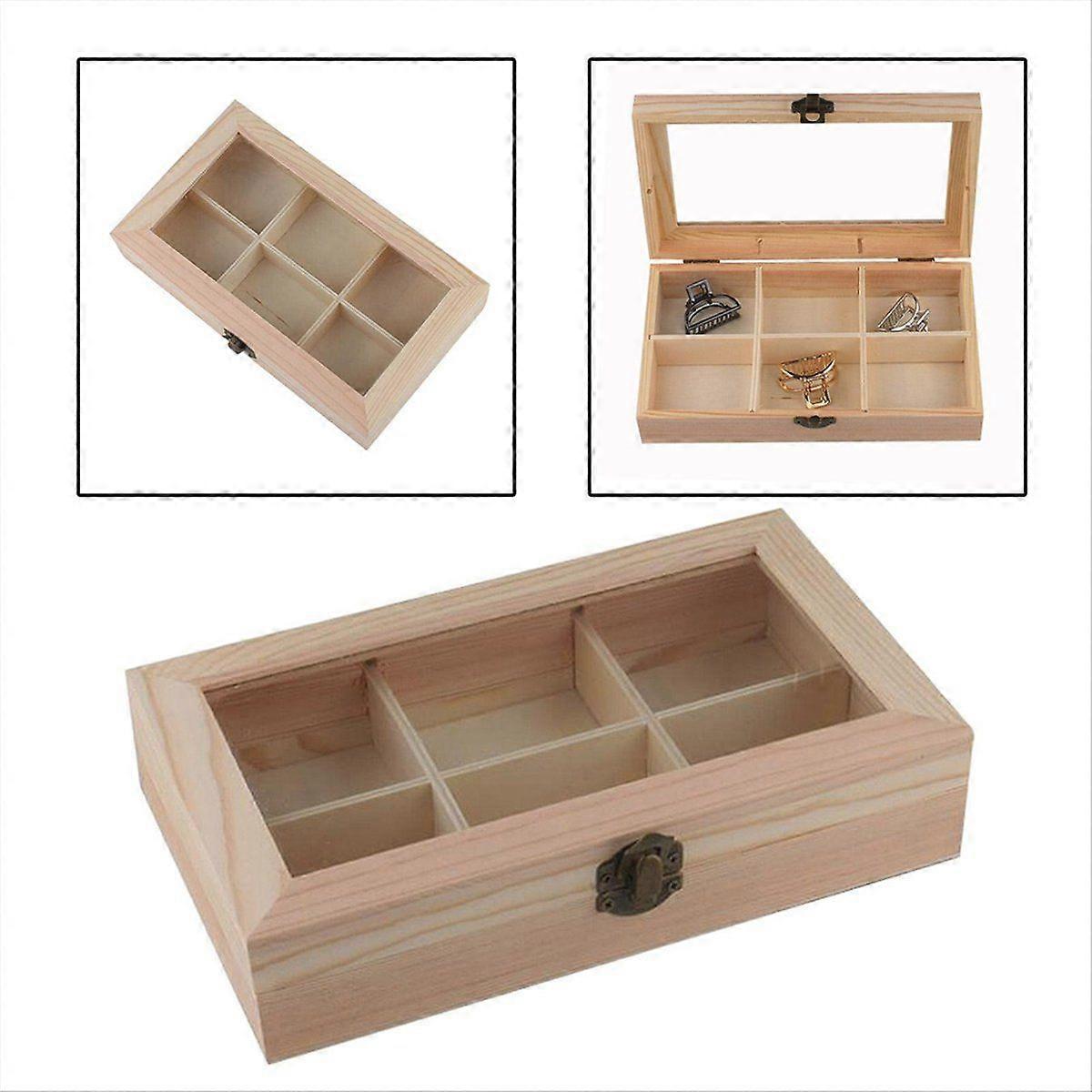 6compartment Display Cabinet Wooden Tea Coffee Rack Storage Box Storage Box