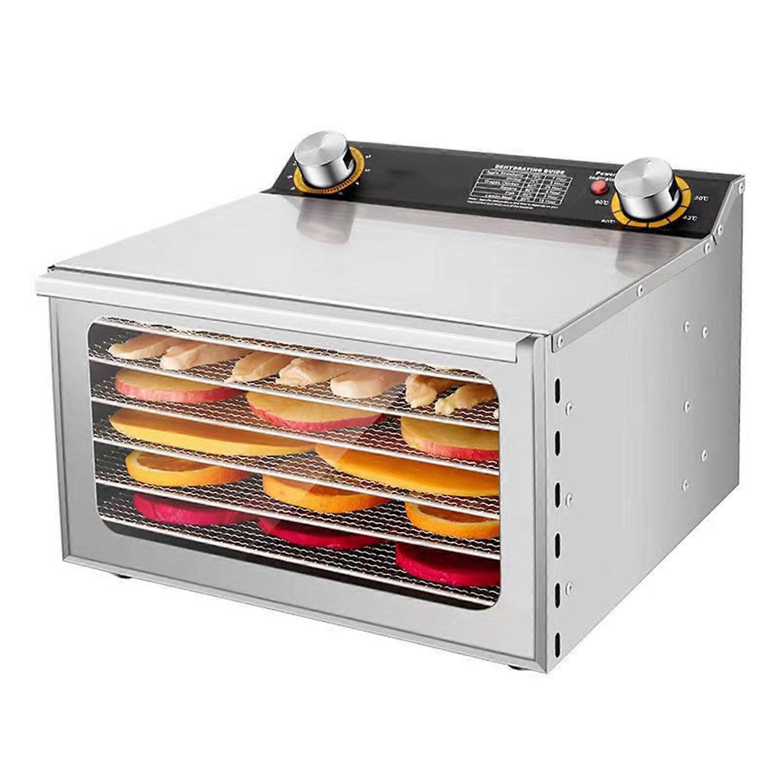 Food Dehydrator 6Layer Fruit Dryer with 360° Heating, Adjustable Temp, Large Square Trays