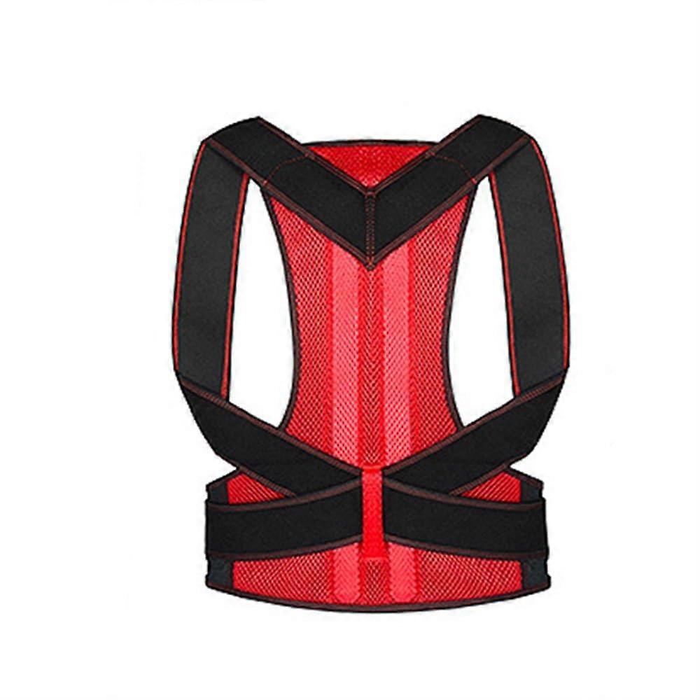 Plus Size Red 4XL Full Back Posture Corrector with Adjustable Shoulder Straps for Men and Women