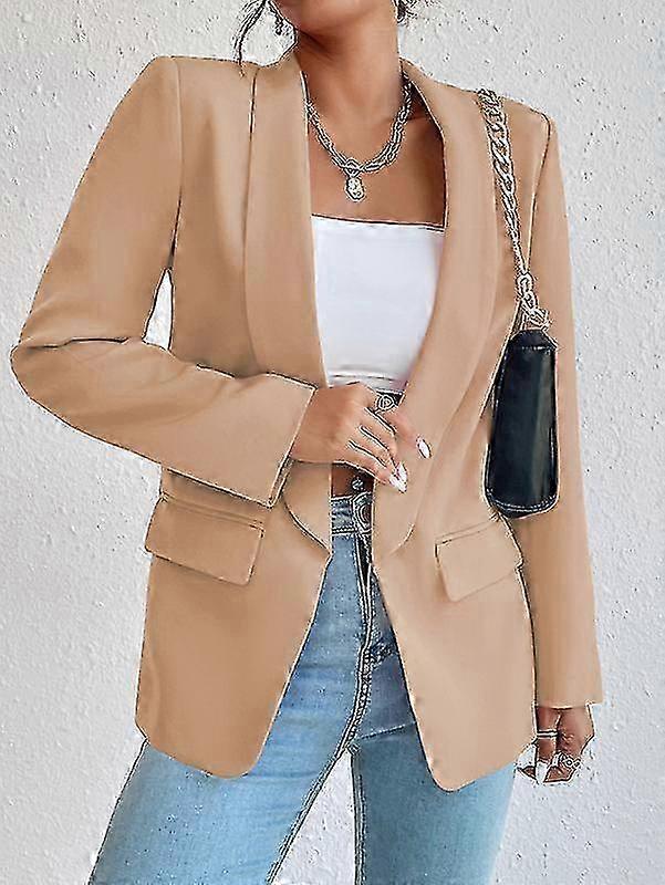 2026 Women's Lapel Pockets Blazer Suit Long Sleeve Work Office Jacket