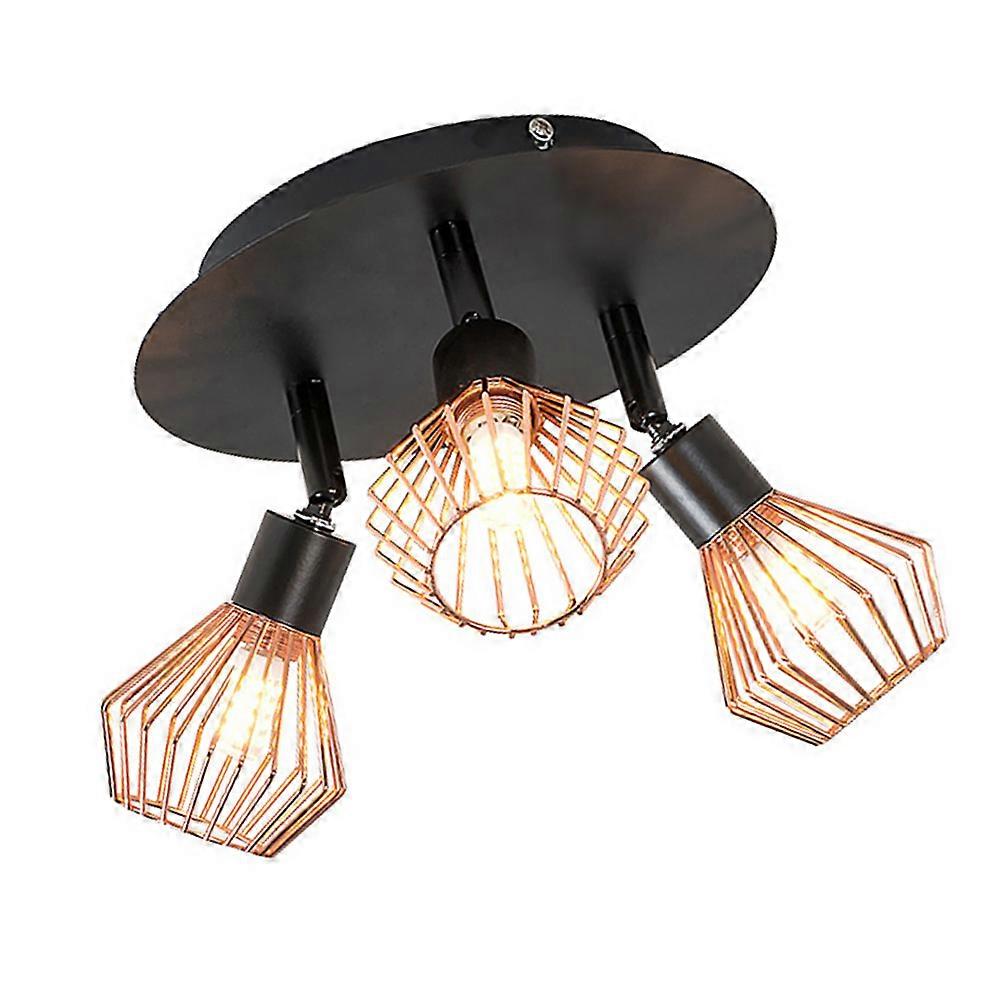 Simple LED Ceiling Light Iron for Lighting 1Pcs Three Heads Ceiling Lamp Golden