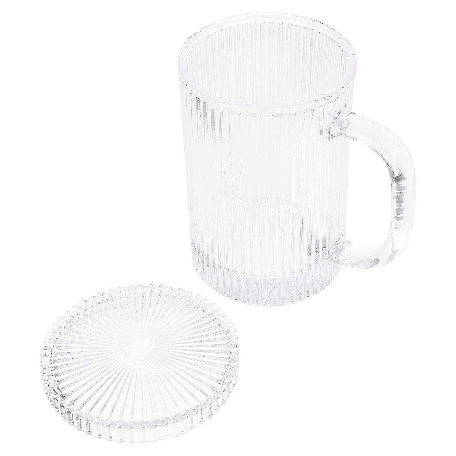 Glass Stripe Cup for Beverage Serving with Transparent Finish