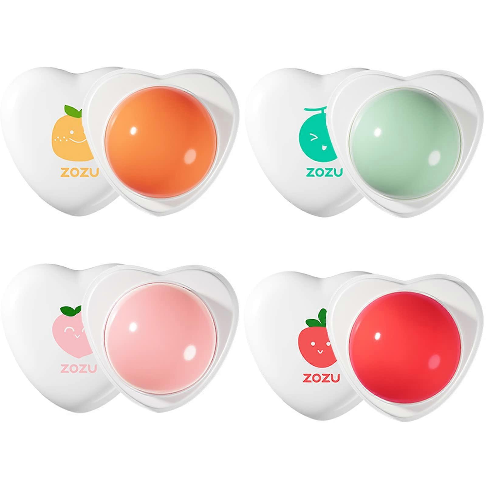 4Pcs Fruit Flavored Organic Lip Balm Set with Vitamin E for Deep Hydration, Long Lasting Moisture