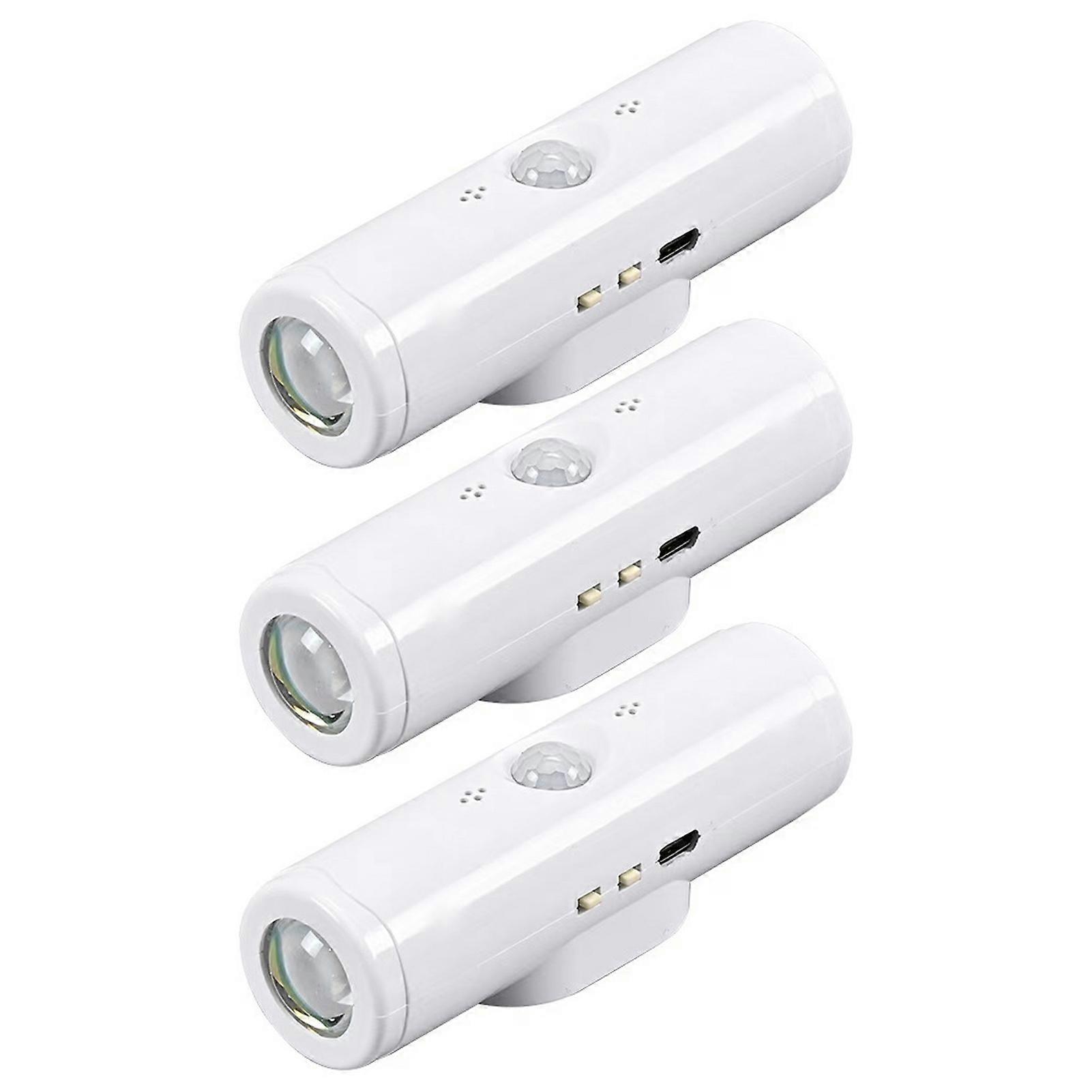 3pcs LED Motion Sensor Light Magnetic Rechargeable 3 Color 10cm