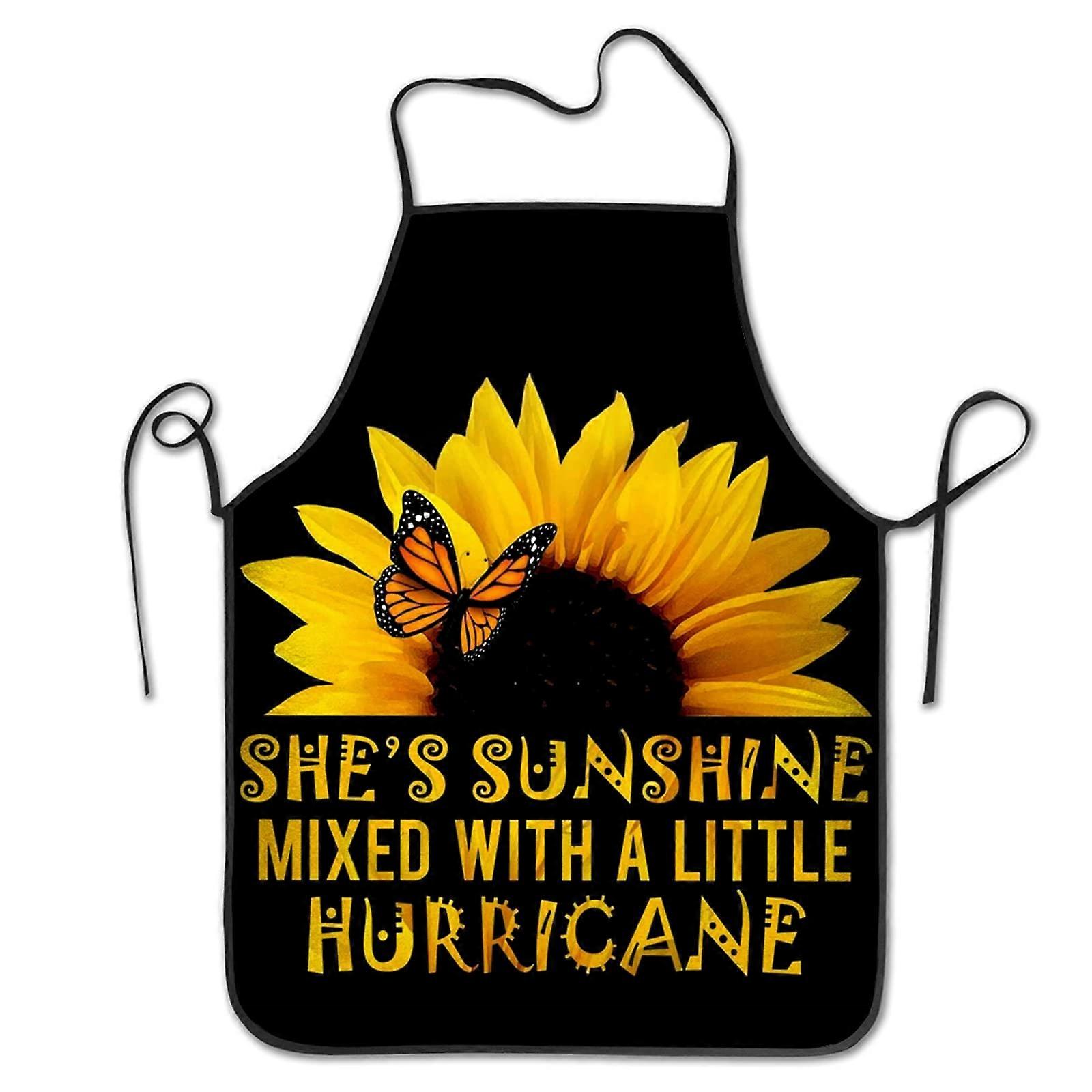 Waterproof Kitchen Apron with Butterfly Sunflower Design, Adjustable Straps, Machine Washable